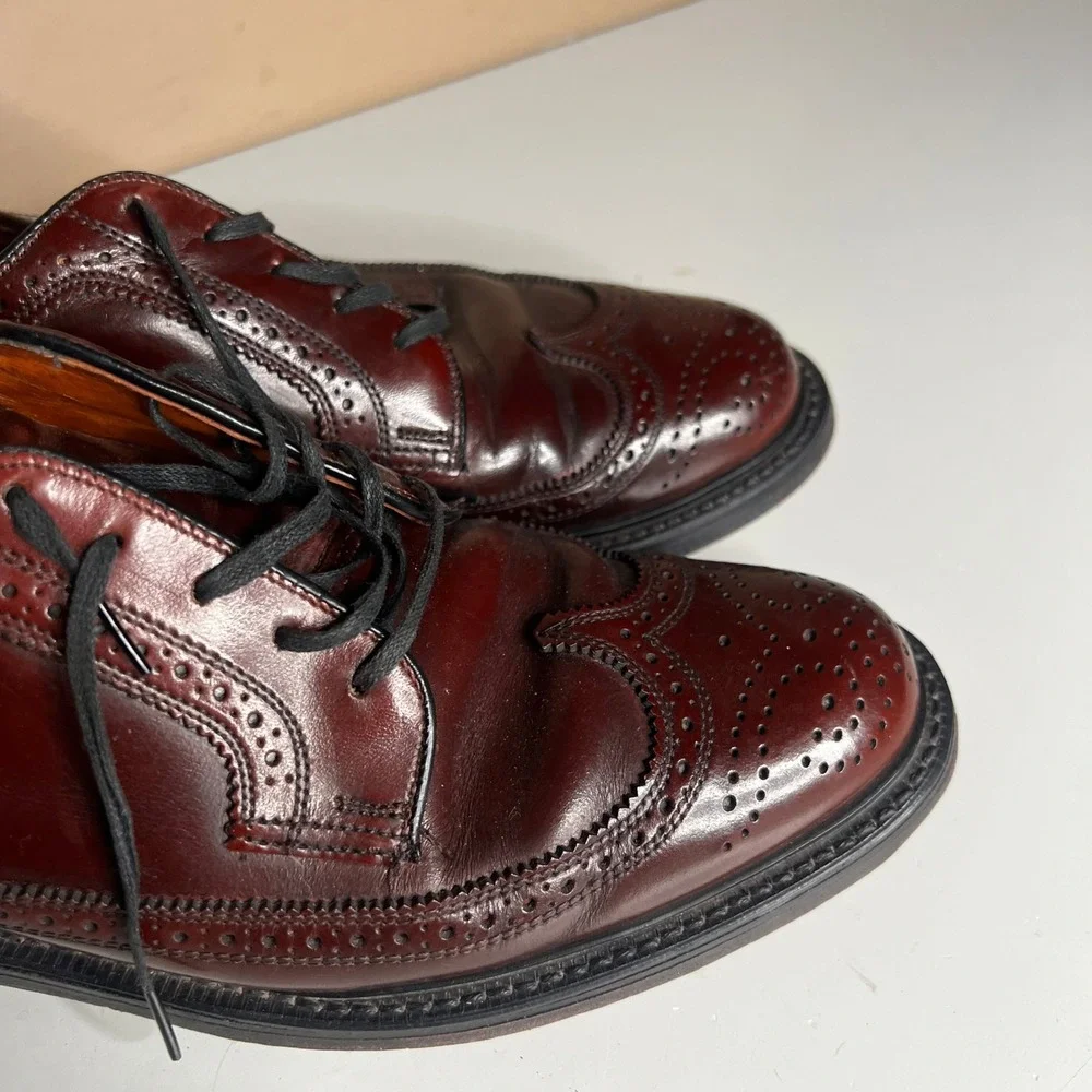 British Walkers Mens 9 D Burgundy Leather Longwing Brogue Oxford Shoes 5496